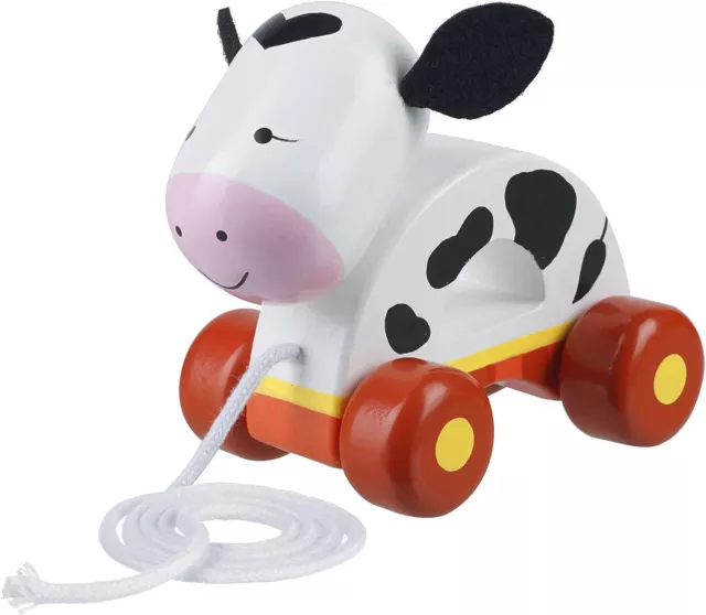 Cow Pull Along Toy - Animal Push and Pull Along Toys for 1 Year Olds, Toddler,