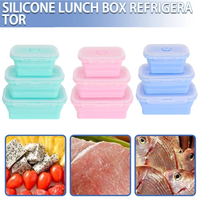 3 pz scatola per pranzo in silicone portatile bento scatola pieghevole conservazione pieghevole C