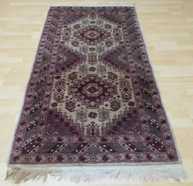 Antique  HANDMADE  RUG Oriental Carpet Wool Vintag 6ft x 2ft 11"