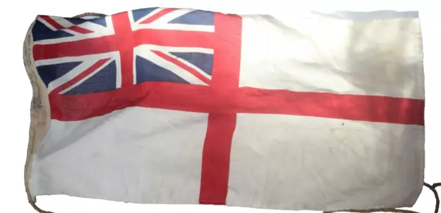 Vintage Royal Navy White Ensign Flag 1984 Chatham Dockyard Flagloft 18" x 37.5"