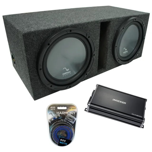Universal Car Stereo Vented Port Dual 15" Harmony R154 Sub Box & CX1200.1