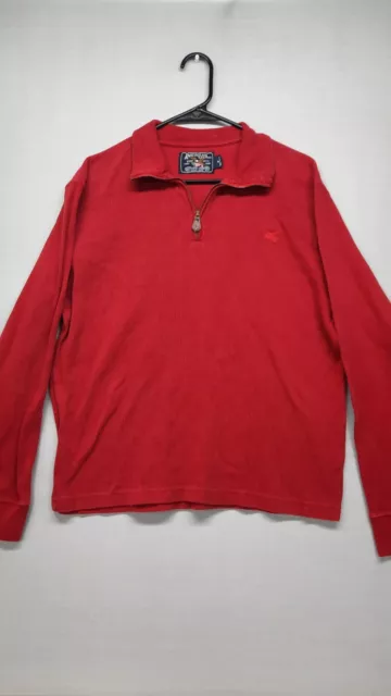 American Living Mens Sweater Pullover 1/4 Zip High Neck Red Medium