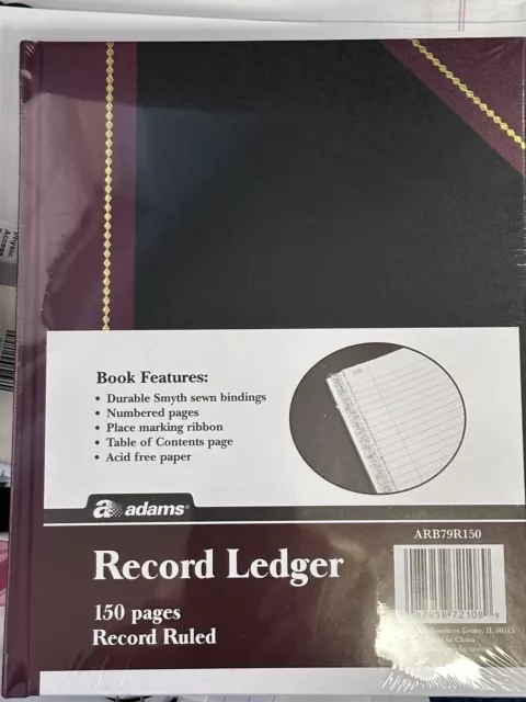 ADAMS RECORD LEDGER BOOK ▪️ARB79R150▪️ 150 Pages▪️ 9⅝" x 7⅝" 🔸️ NEW