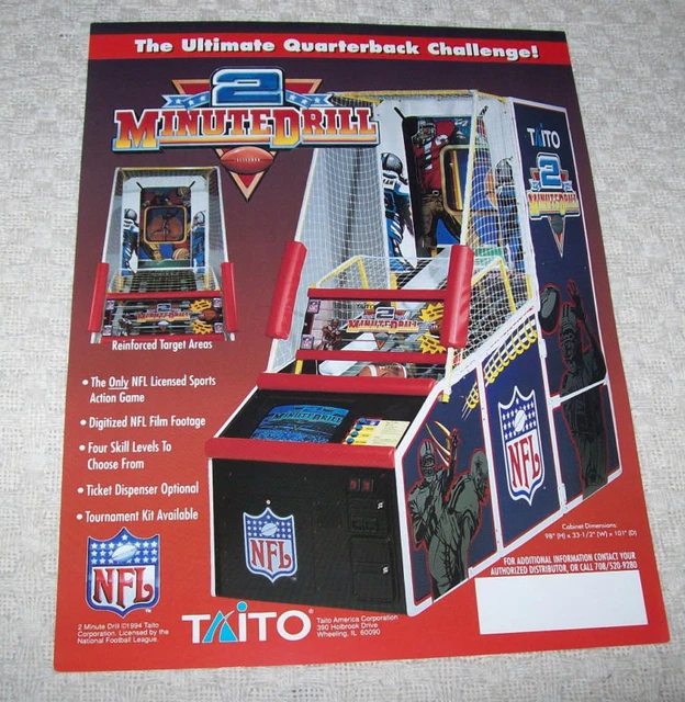Taito 2 Minute Drill Football Game Flyer Vintage Retro  1994