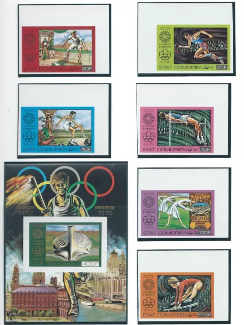 Comoros Olympic Games 1976 Montreal Imperforated set and block MNH