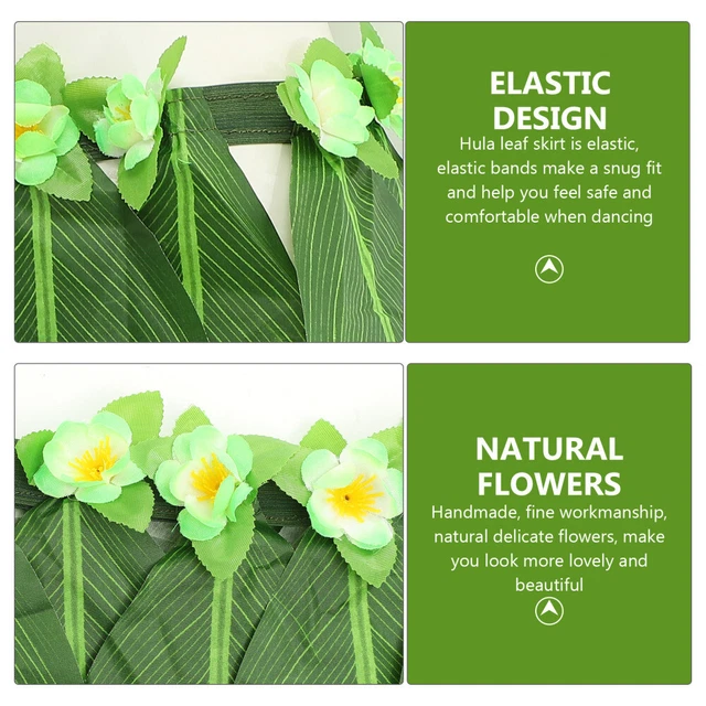 3 Pack Luau Party Supplies Leaf Skirt Hawaiian Decor Green Leaves Decor Aldult 7