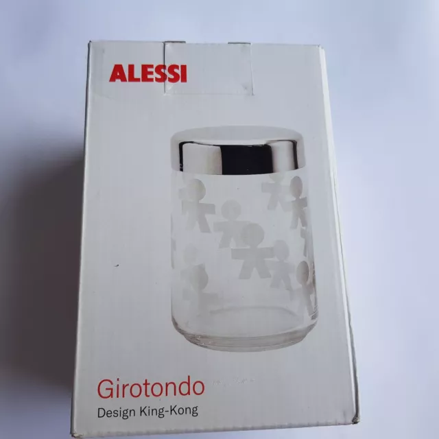 Alessi Italy Girotondo glass storage Jar stainless hermetic lid 1 lire design