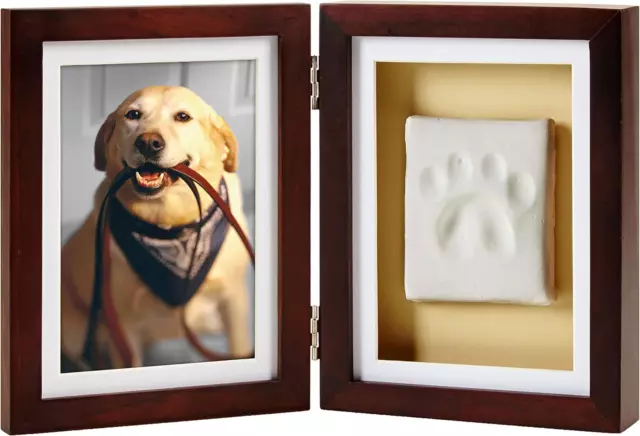 Pearhead Dog or Cat Pawprint Pet Keepsake Photo Frame With Clay Imprint Kit, for