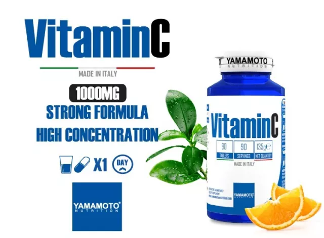 YAMAMOTO NUTRITION VITAMIN C 90 cp- INTEGRATORE ALIMENTARE DI VITAMINA C DA 1 Gr