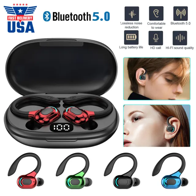 Ear Hook Bluetooth Headset 5.0 TWS Wireless Earphones Earbuds Stereo Headphones