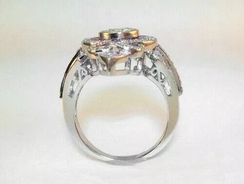 3 Ct Round Lab Created Diamond & Sapphire Art Deco Style Wedding 925 Silver Ring 3