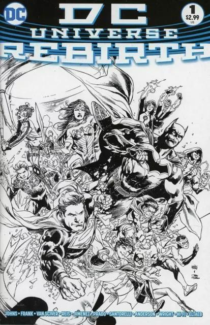 DC Universe Rebirth #1 Midnight B&W Sketch Variant DC 2016 Ivan Reis 1:100