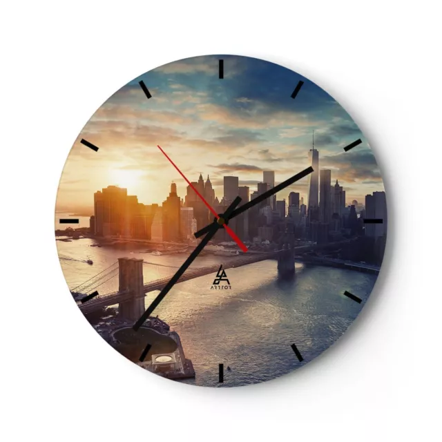 Horloge murale en verre 40x40cm Silencieuse La ville de New York Wall Clock