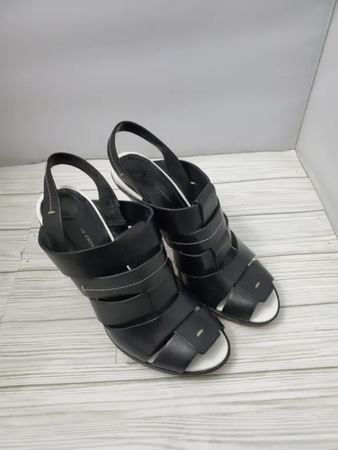 10 Crosby Derek Lam High Heel Sandals Womens Size 9M Black Leather Strappy Shoes