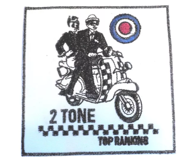 NEW 2 Tone Top Ranking SKA Scooterist Iron/ Sew On Embroidered Cloth MODS Patch