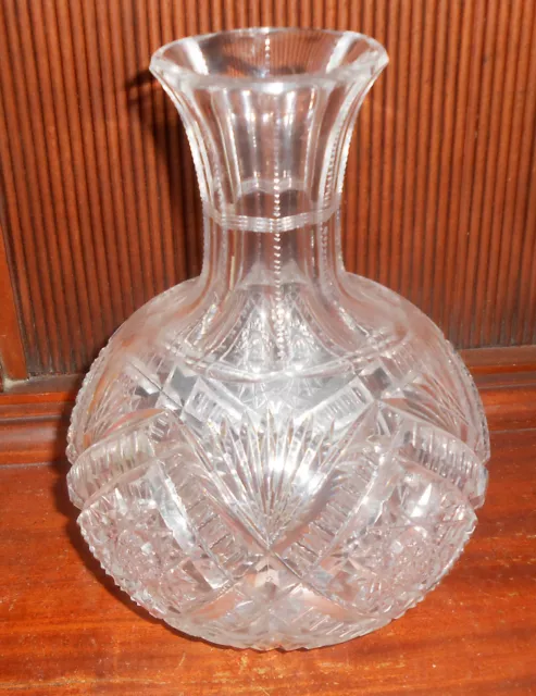 Antique American Brilliant Cut Glass 8" Water Carafe 2