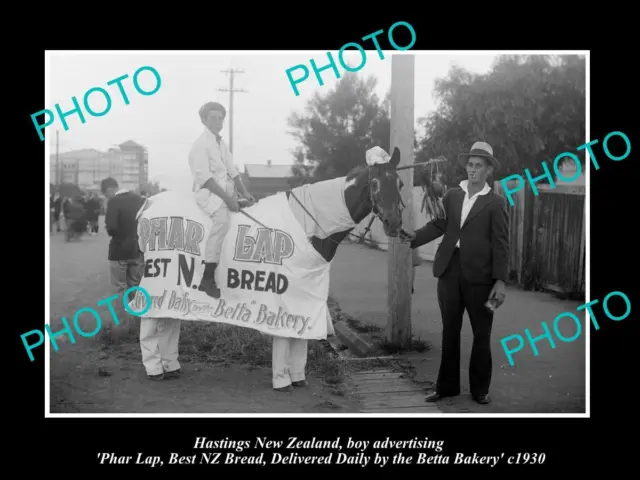 OLD LARGE HISTORIC PHOTO OF PHAR LAP BEST NZ BREAD BAKERY ADVERTISING c1930
