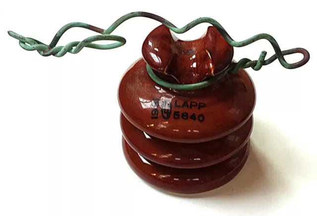 PORCELAIN/CERAMIC U-825 LAPP INSULATOR with original TIE WIRE #1 of 2