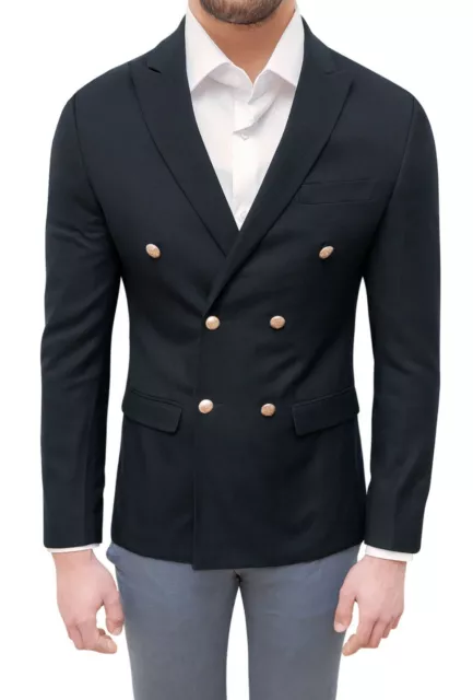 Veste Homme Vestimentaire Noir Croisé Blazer Hivernal Élégante Cérémonie