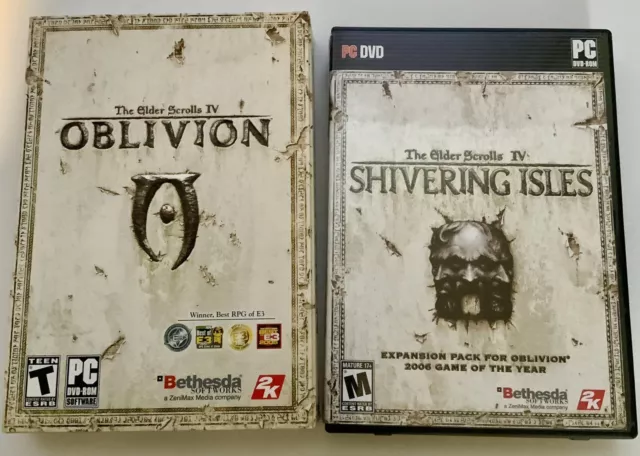 The Elder Scrolls IV: Oblivion PC Game & Shivering Isle Expansion Big Box & Maps