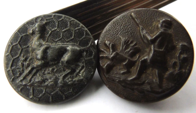 BOUTON DE VÉNERIE ancien 24mm Décor Chien. EUR 2,00 - FR