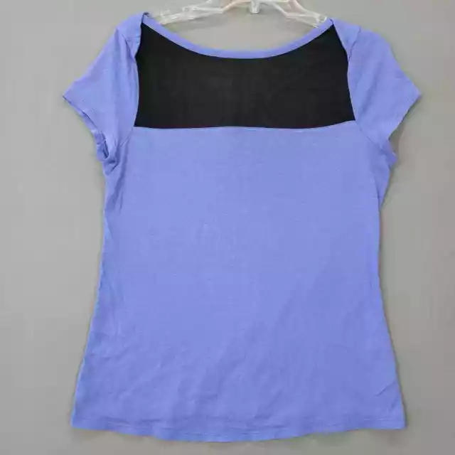 Merona Womens Shirt Size M Blue Periwinkle Classic Short Cap Sleeves Round Neck