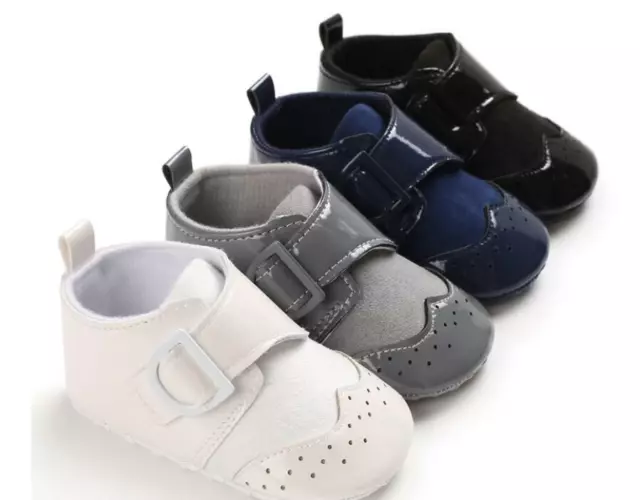Newborn Baby Boys Pram Shoes Infant Oxford Booties Toddler PreWalking Trainers