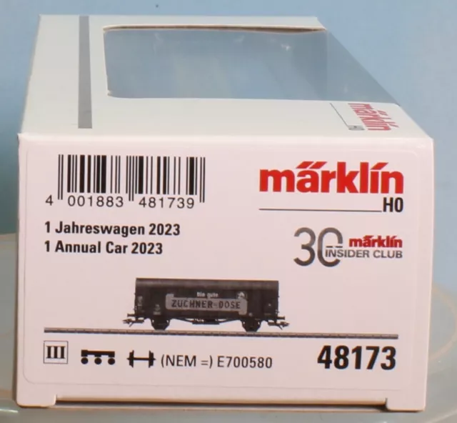 Märklin 48173, - Spur H0 - ,DB ged. Güterwagen Züchner-Dose, 2-achsig, Epoche 3 3