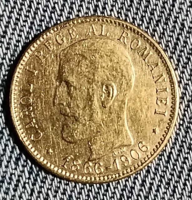 RUMANIA 20 lei 1906 Oro 0.900, 6.45g, ø 20mm KM# 37  RARA