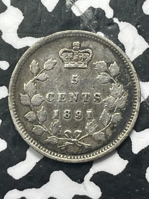 1891 Canada 5 Cents Lot#V6186 Silver! Nice Detail, Old Cleaning