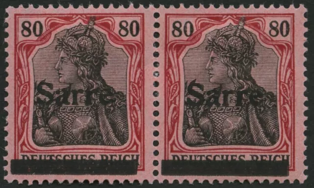 SAARGEBIET 16INI/OI *, 1920, 80 Pf. karminrot/grauschwarz auf telgraurot, Type I