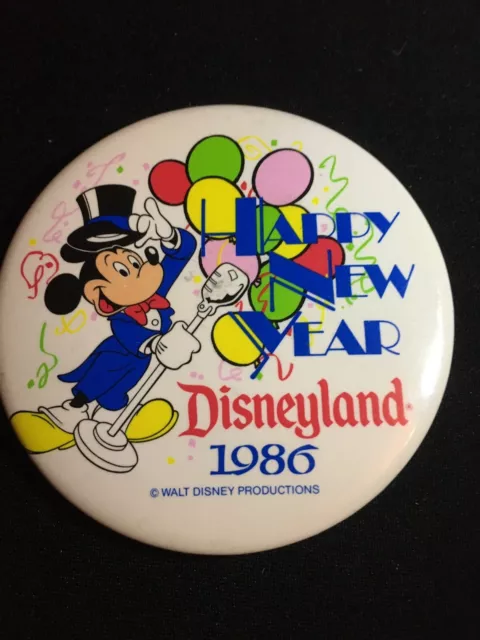 Vintage Happy New Year Disneyland 1986 Button- ex/mint condition, make offer too