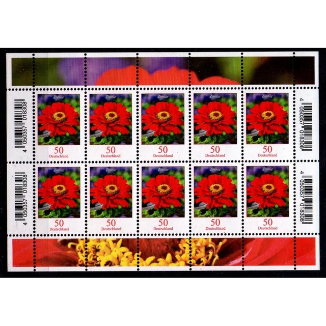Mi.Nr. 3535 postfrischer 10-er-Bogen Zinnie