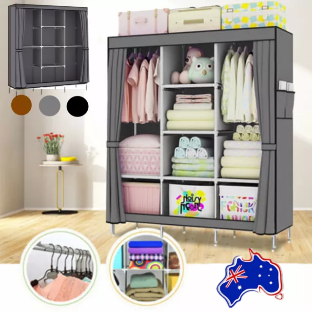 Large Portable Clothes Closet Wardrobe Organizer Storage Cabinet Unit Shelf Rack