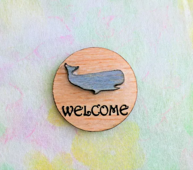 Original OOAK Mini Dollhouse Welcome Sign Whale  N Woolmer