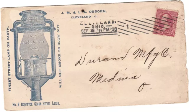 Cleveland Ohio Cover 1898 ADVT: Ham's Tubular Lamps Lanterns Streetlamp ~ 702A10