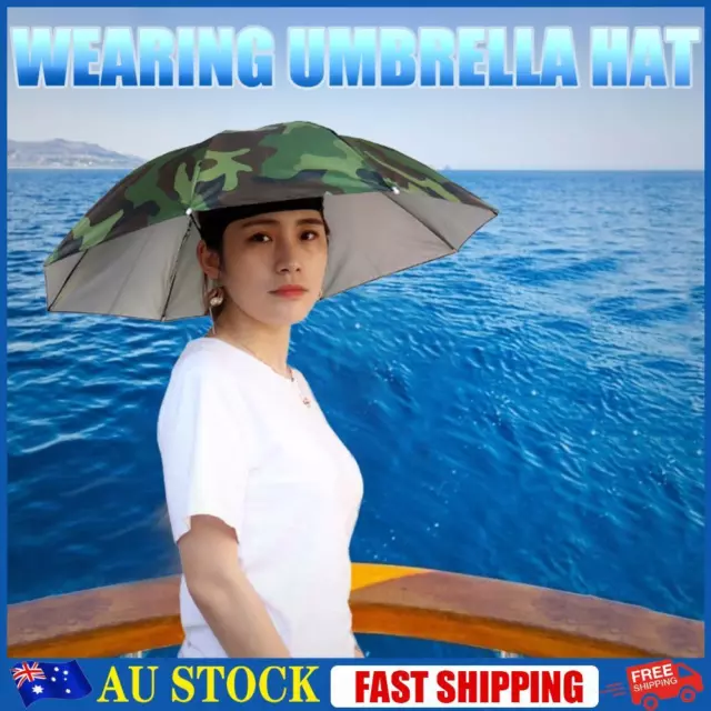 Umbrella Hat Hands Free Fishing Cap Foldable Headwear Umbrella (Camouflage)