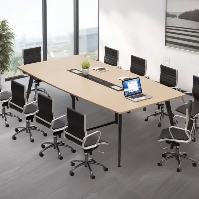 8FT Large Rectangle Conference Table Office Meeting Room Table w/ Cable Grommet 2