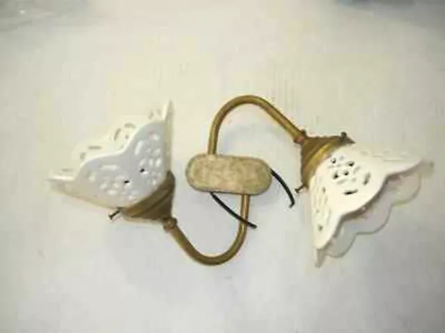 Applique Lamp Ceiling Brass And Ceramics White Perforated Two Lights Illum