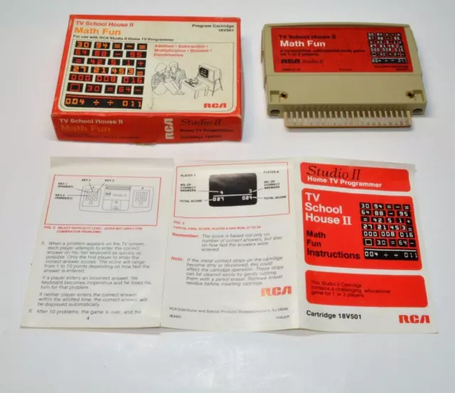 1977 RCA Studio II Home TV School House II MATH FUN game Cartridge 18V501 Comple