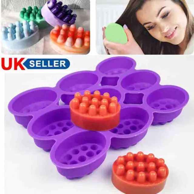 3/6/9 Cavities Silicone Soap Mould DIY Handmade Soap Making Massage Bar Molds UK