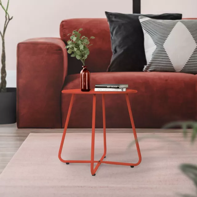 Tavolino da caffè tondo appoggio rosso tavolo da giardino comodino per soggiorno