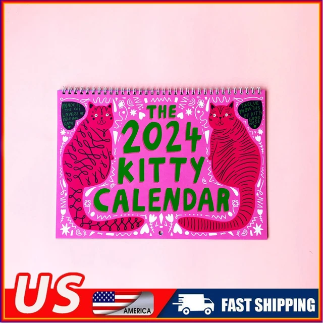 2024 KITTY CALENDAR, 2024 Funny Wall Planner Calendar, Monthly Cat