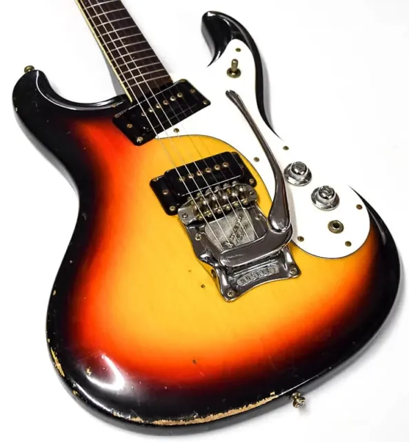 Heavy Relic Mosrite Ventures 3-tone Sunburst Electric Guitar Big Tremolo Bridge,