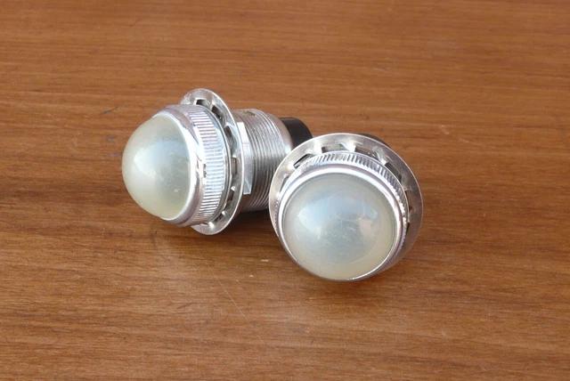 2 Vtg Dial Co NY 75W 125V Indicator Panel Lights Clear / Gray Cover ~ No Bulbs