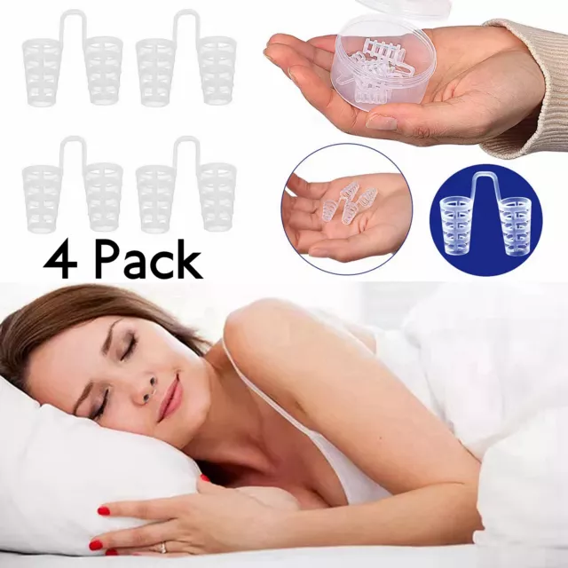 4x Nasal Dilator Anti Snoring Stop Snore Silicone Nose Clip Easy Sleep Breathe