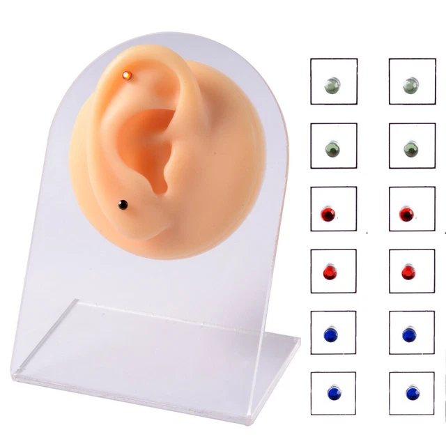 12PCS Magnetic Crystal Fake Ear Stud Lip Nose Ring Non-Piercing Earring Unisex