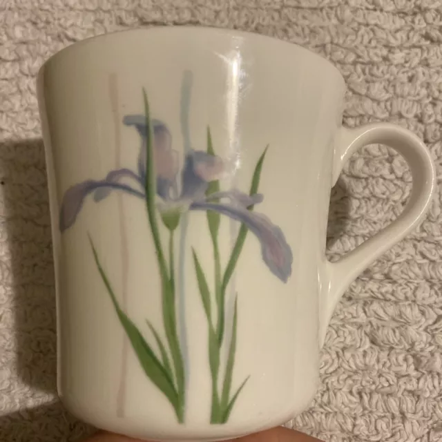 Corelle Corning Ware Shadow Iris Purple Floral Coffee Mug Tea Cup Vintage VTG