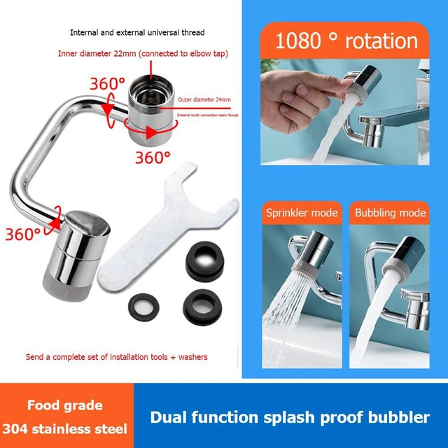YIGEBAG Universal 1080 Rotation Wasserhahn Extender Bubbler K?chenarmatur Adapte