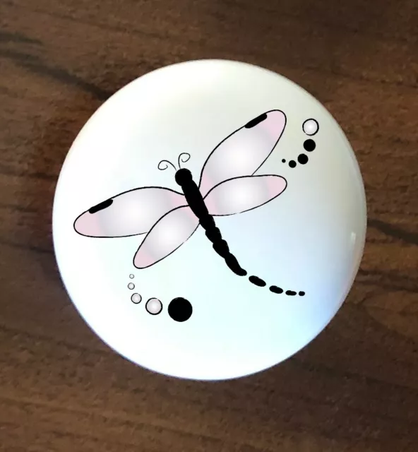 Purple Dragonfly White Ceramic Kitchen Cabinet Dresser Knob Decor